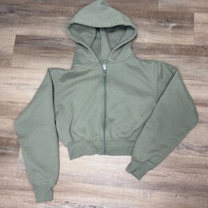 Sage Green Cropped Hoodie